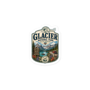 Glacier National Park Sticker | Vintage Montana Travel Decal | Search It Travel Water Bottle & Suitcase Sticker