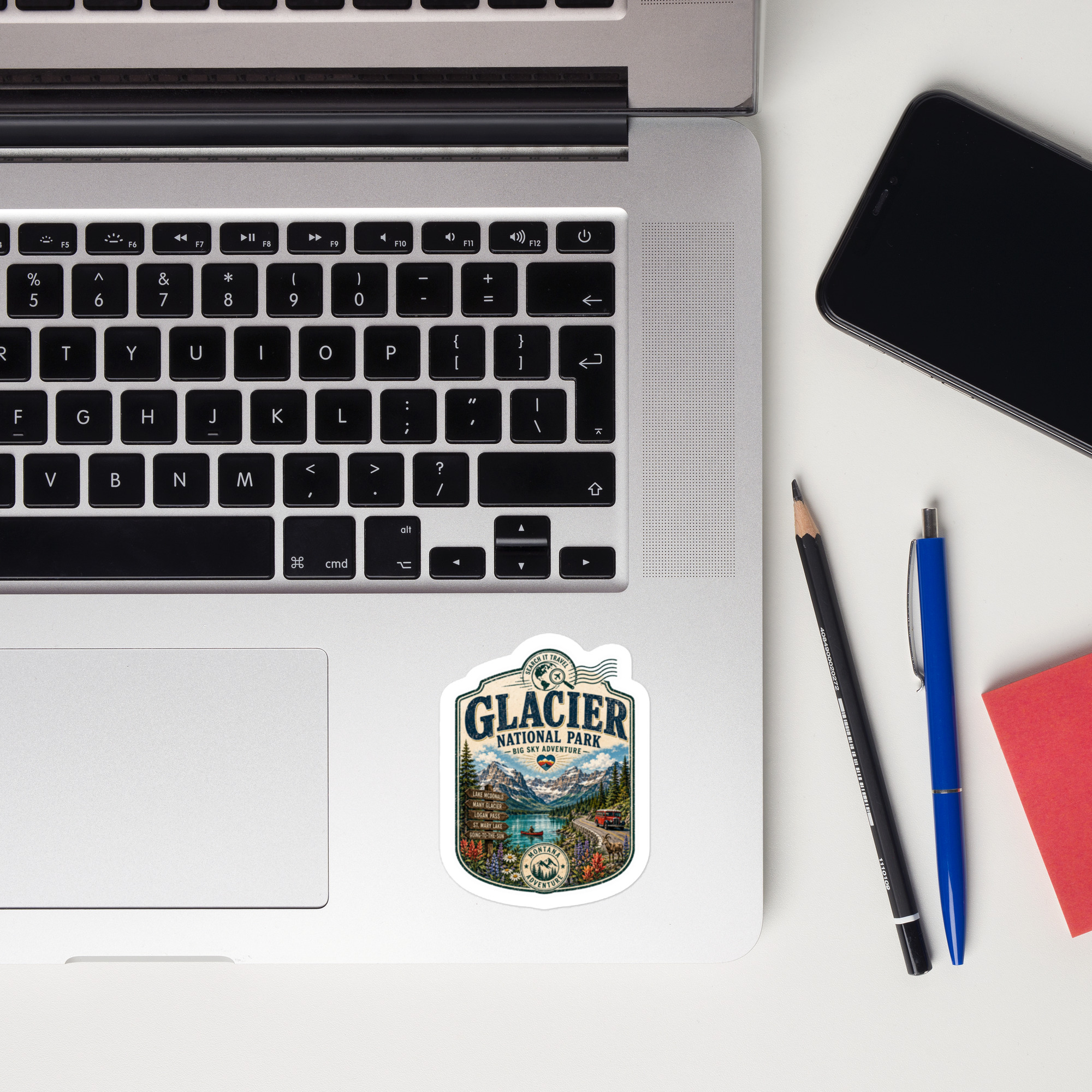Glacier National Park Sticker | Vintage Montana Travel Decal | Search It Travel Water Bottle & Suitcase Sticker - Image 4