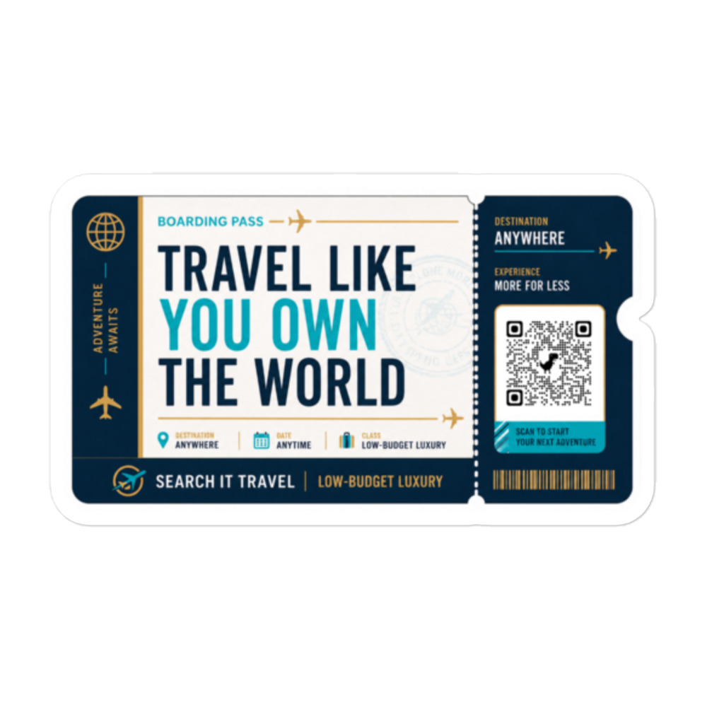 Travel Like You Own The World - Boarding Pass Sticker | Search It Travel - Image 2