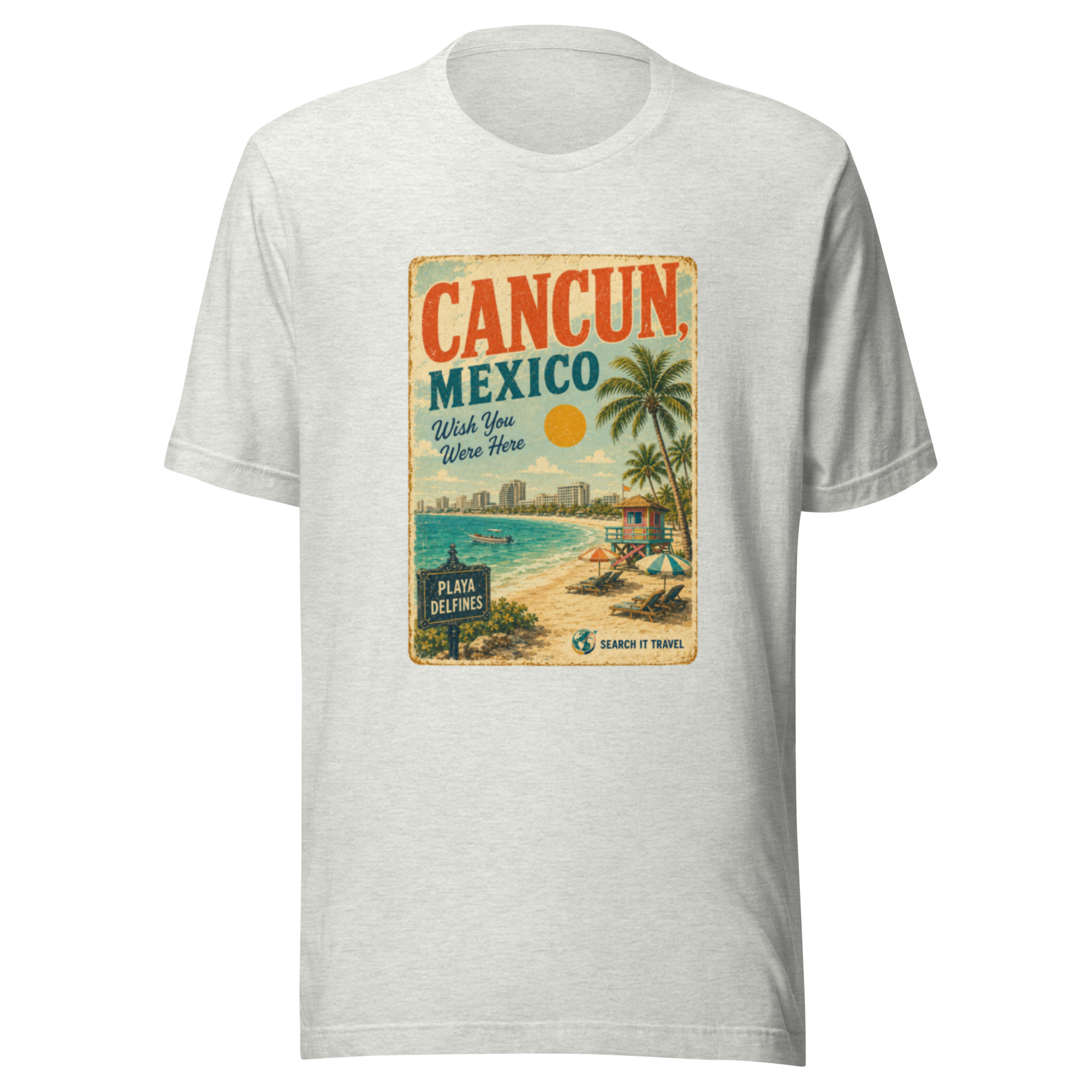 Cancún Mexico Vintage Postcard T-Shirt | Retro Beach Travel Tee | Search It Travel - Image 3
