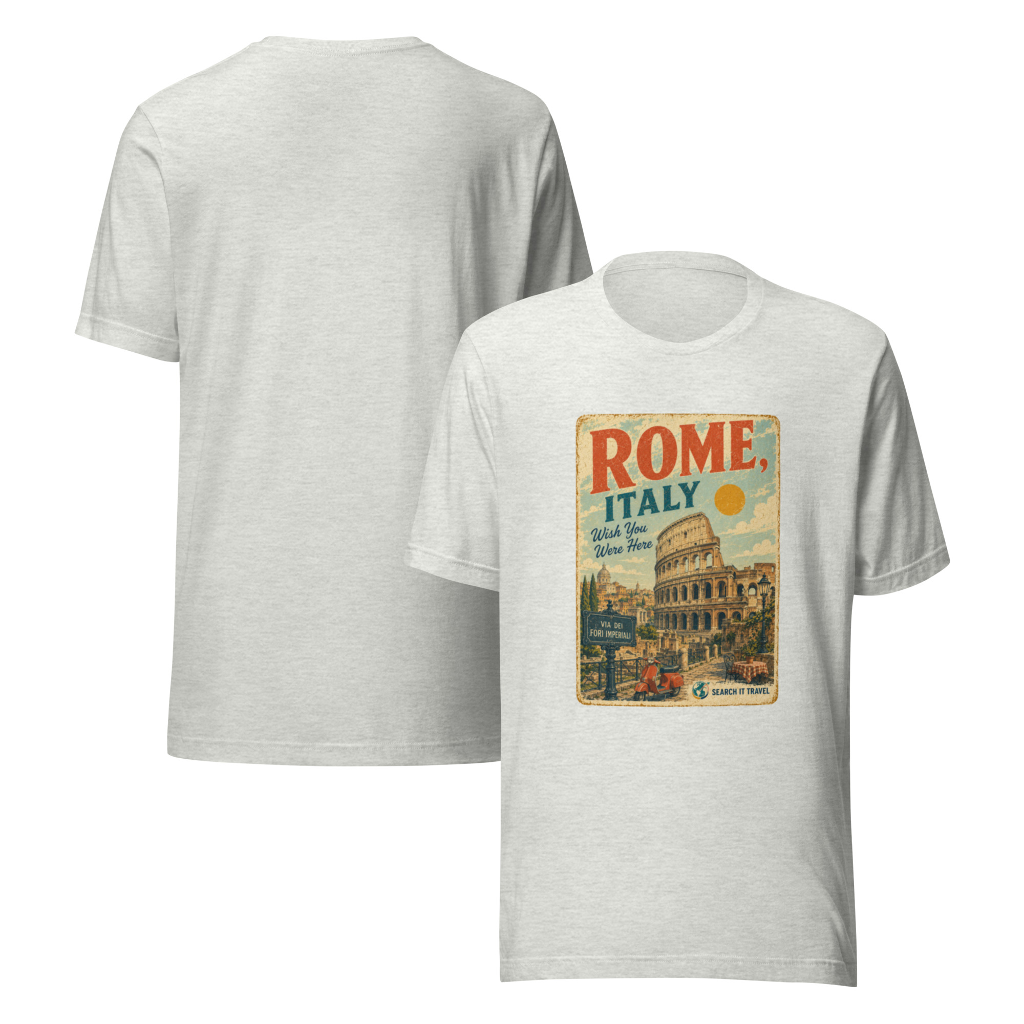 Rome Italy Vintage Postcard T-Shirt | Retro Colosseum Travel Tee | Search It Travel - Image 7