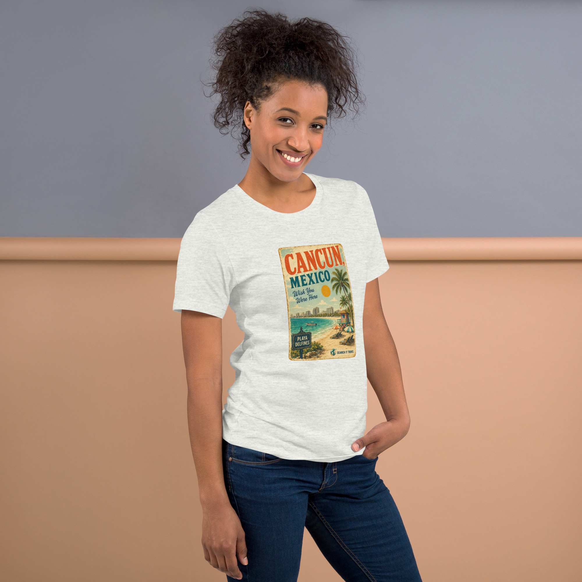 Cancún Mexico Vintage Postcard T-Shirt | Retro Beach Travel Tee | Search It Travel - Image 7