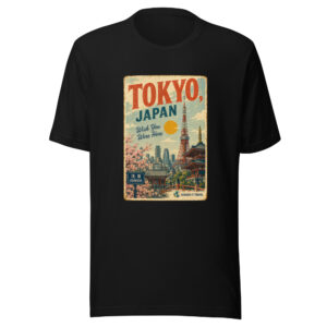 Tokyo Japan Vintage Postcard T-Shirt | Retro Tokyo Tower Travel Tee | Search It Travel