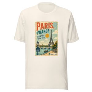 Paris France Vintage Postcard T-Shirt | Retro Eiffel Tower Travel Tee | Search It Travel
